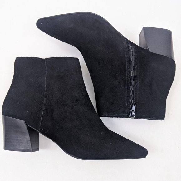 Kensie Lyden Suede Leather Ankle Booties 10 Black - Picture 6 of 10